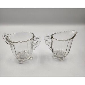 Cambridge Glass Martha Clear‎ Sugar And Milk Creamer Pitcher 1950's